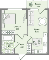 2 ккв (Евро) № 186 Корп.: 6 , Секция 9  в ЖК Охтинские высоты