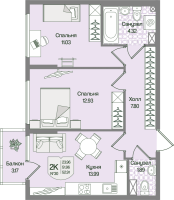 2 ккв № 30 Корп.: 5 , Секция 2  в ЖК Охтинские высоты