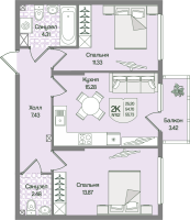 3 ккв (Евро) № 62 Корп.: 6 , Секция 3  в ЖК Охтинские высоты