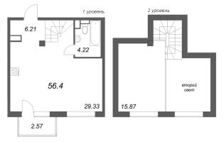 2 ккв (Евро) № 138 Корп.: 6 , Секция 6  в ЖК Охтинские высоты