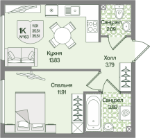 1 ккв № 163 Корп.: 6 , Секция 8  в ЖК Охтинские высоты