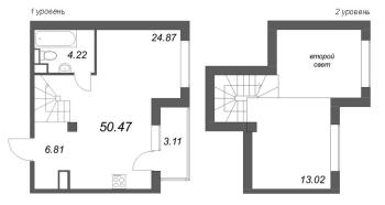 2 ккв (Евро) № 92 Корп.: 6 , Секция 4  в ЖК Охтинские высоты