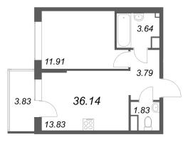 1 ккв № 171 Корп.: 6 , Секция 8  в ЖК Охтинские высоты