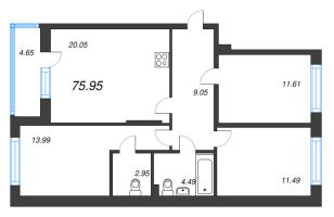 4 ккв (Евро) № 100 Корп.: 3 , Секция 6  в ЖК Охтинские высоты