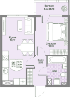 2 ккв (Евро) № 11 Корп.: 2 , Секция 1  в ЖК Охтинские высоты