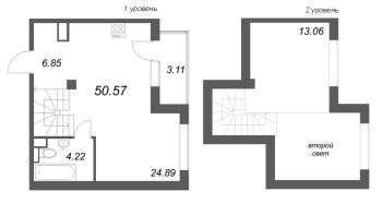 2 ккв (Евро) № 46 Корп.: 6 , Секция 2  в ЖК Охтинские высоты