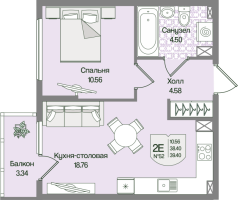 2 ккв (Евро) № 52 Корп.: 4 , Секция 3  в ЖК Охтинские высоты