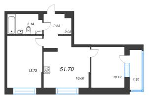 3 ккв (Евро) № 15 Корп.: 3 , Секция 1  в ЖК Охтинские высоты