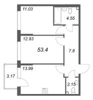 2 ккв № 16 Корп.: 5 , Секция 2  в ЖК Охтинские высоты