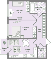 2 ккв № 16 Корп.: 5 , Секция 2  в ЖК Охтинские высоты