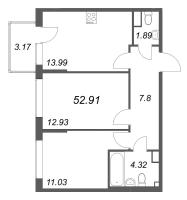 2 ккв № 50 Корп.: 5 , Секция 3  в ЖК Охтинские высоты