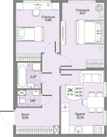 2 ккв № 35 Корп.: 2 , Секция 2  в ЖК Охтинские высоты