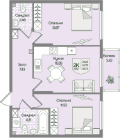 3 ккв (Евро) № 67 Корп.: 6 , Секция 3  в ЖК Охтинские высоты