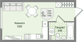 Студия № 82 Корп.: 4 , Секция 5  в ЖК Охтинские высоты