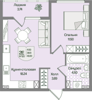 2 ккв (Евро) № 120 Корп.: 4 , Секция 6  в ЖК Охтинские высоты