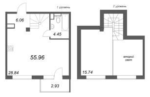 2 ккв (Евро) № 119 Корп.: 6 , Секция 5  в ЖК Охтинские высоты