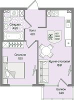 2 ккв (Евро) № 15 Корп.: 4 , Секция 1  в ЖК Охтинские высоты