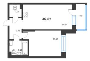 2 ккв (Евро) № 95 Корп.: 3 , Секция 5  в ЖК Охтинские высоты