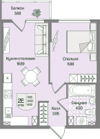 2 ккв (Евро) № 98 Корп.: 4 , Секция 5  в ЖК Охтинские высоты