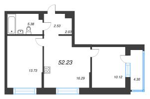 3 ккв (Евро) № 7 Корп.: 3 , Секция 1  в ЖК Охтинские высоты