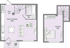 2 ккв (Евро) № 138 Корп.: 6 , Секция 6  в ЖК Охтинские высоты