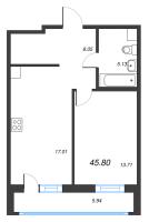 2 ккв (Евро) № 5 Корп.: 5.3.1 , Секция 1  в ЖК Окла Вижн