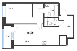 2 ккв (Евро) № 206 Корп.: 5.3.1 , Секция 1  в ЖК Окла Вижн