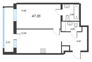 2 ккв (Евро) № 79 Корп.: 5.3.1 , Секция 1  в ЖК Окла Вижн