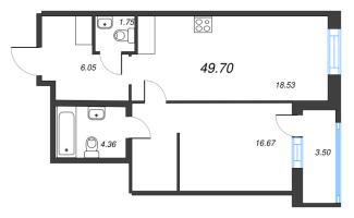 2 ккв (Евро) № 128 Корп.: 5.3.1 , Секция 1  в ЖК Окла Вижн