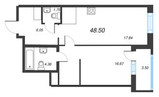 2 ккв (Евро) № 209 Корп.: 5.3.1 , Секция 1  в ЖК Окла Вижн
