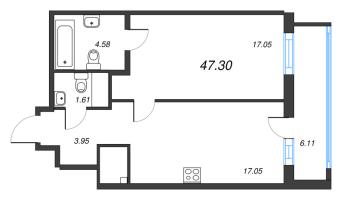 2 ккв (Евро) № 210 Корп.: 5.3.1 , Секция 1  в ЖК Окла Вижн