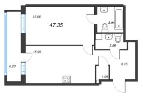 2 ккв (Евро) № 7 Корп.: 5.3.1 , Секция 1  в ЖК Окла Вижн