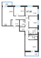 5 ккв (Евро) № 224 Корп.: 3.1.1 , Секция 6  в ЖК Окла