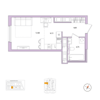 Студия № 207 Корп.: 2.2.1 , Секция 1  в ЖК Окла