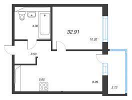 1 ккв № 75 Корп.: 3.1.1 , Секция 2  в ЖК Окла