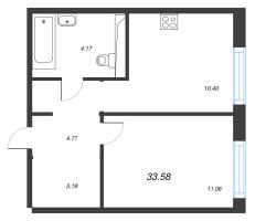 1 ккв № 49 Корп.: 3.2.1 , Секция 2  в ЖК Окла