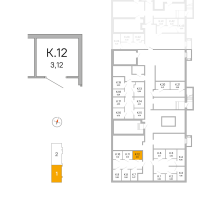 Кладовка № К.12 Корп.: 3.2.1 , Секция 1  в ЖК Окла