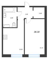 1 ккв № 71 Корп.: 3.2.3 , Секция 3  в ЖК Окла