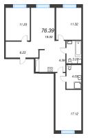 4 ккв (Евро) № 1 Корп.: 3.2.3 , Секция 1  в ЖК Окла