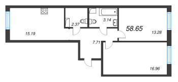 3 ккв (Евро) № 5 Корп.: 3.2.1 , Секция 1  в ЖК Окла