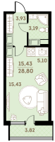 Студия № 245 Корп.: 2.3.1 , Секция 1  в ЖК Окла