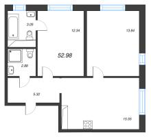 3 ккв (Евро) № 103 Корп.: 3.2.3 , Секция 4  в ЖК Окла