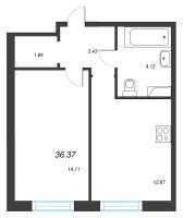 1 ккв № 70 Корп.: 3.2.3 , Секция 3  в ЖК Окла
