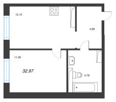 1 ккв № 4 Корп.: 3.1.1 , Секция 1  в ЖК Окла