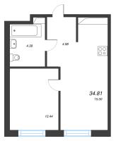 2 ккв (Евро) № 2 Корп.: 3.2.3 , Секция 1  в ЖК Окла