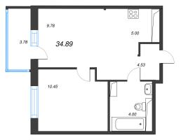 2 ккв (Евро) № 68 Корп.: 3.2.1 , Секция 2  в ЖК Окла