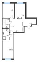 3 ккв (Евро) № 72 Корп.: 3.2.3 , Секция 3  в ЖК Окла