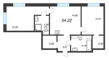2 ккв № 112 Корп.: 3.1.1 , Секция 3  в ЖК Окла