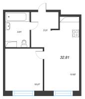 1 ккв № 222 Корп.: 3.1.1 , Секция 6  в ЖК Окла