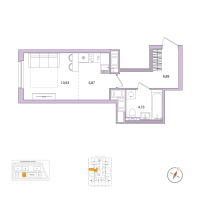 Студия № 245 Корп.: 2.2.1 , Секция 1  в ЖК Окла